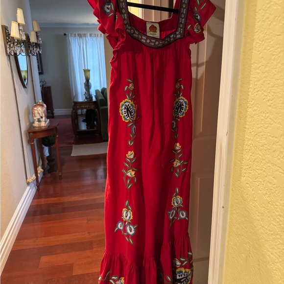 FARM Rio Red Ruffled Tiered Maxi Sundress - Picture 5 of 9